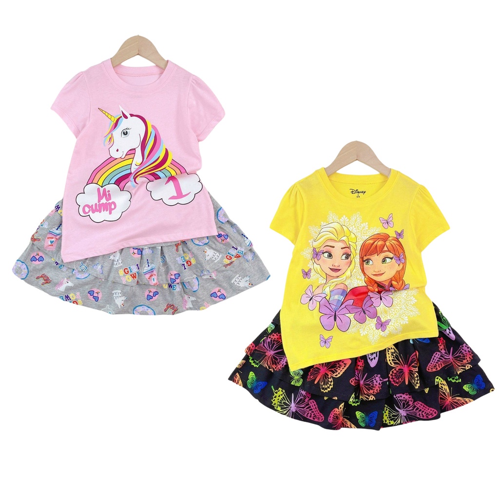 Váy bé gái 100% Cotton in hình Ngựa Pony, công chúa Elsa cho trẻ từ 10-25kg Kunkun Kid V001 / V002