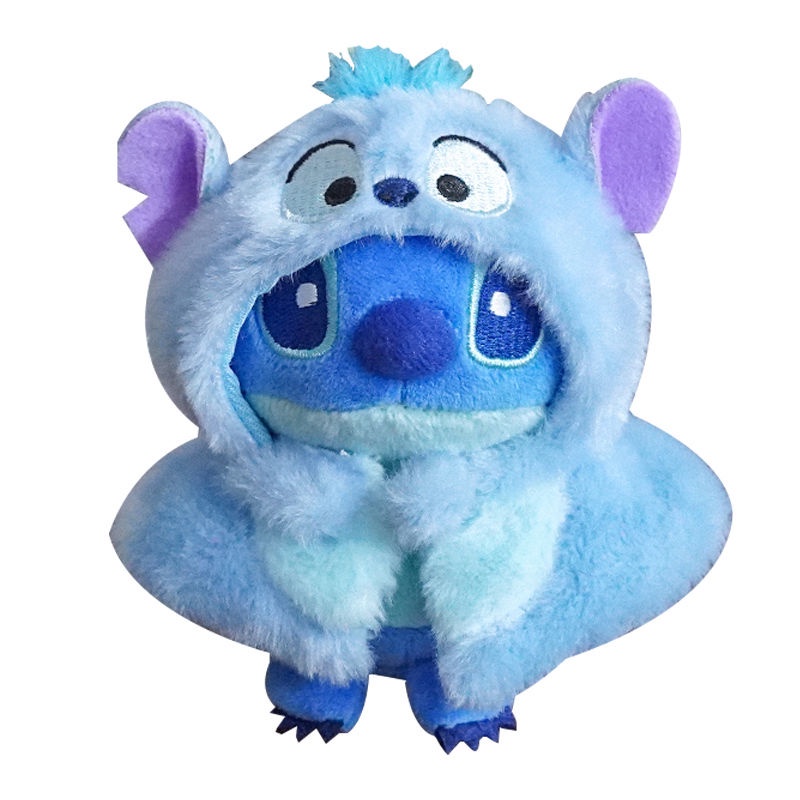 Búp Bê Nhồi Bông Ba Mắt Nhỏ Hình Stitch Mặc Áo Choàng Dễ Thương Thay Thế 10CM