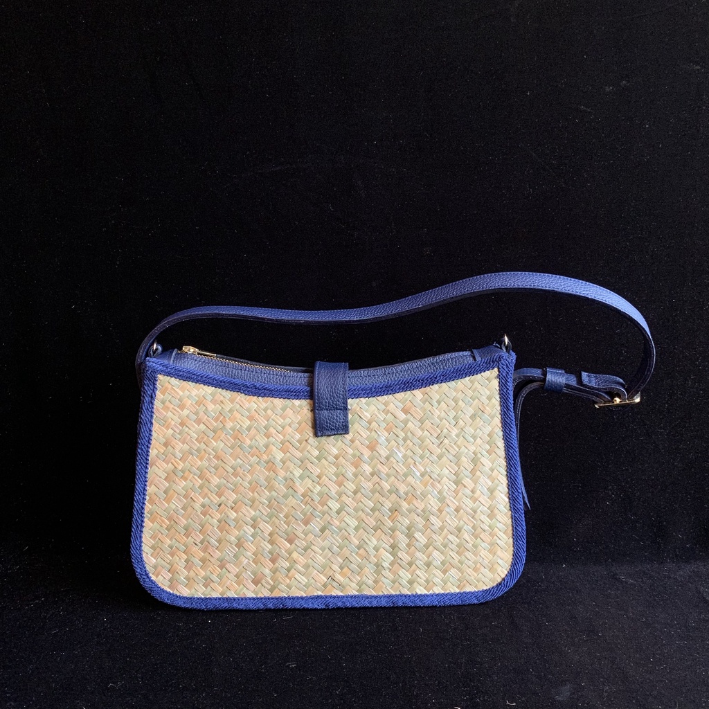 Ví Cỏ Bàng Navy MARIES thời trang phối quai da bền chắc