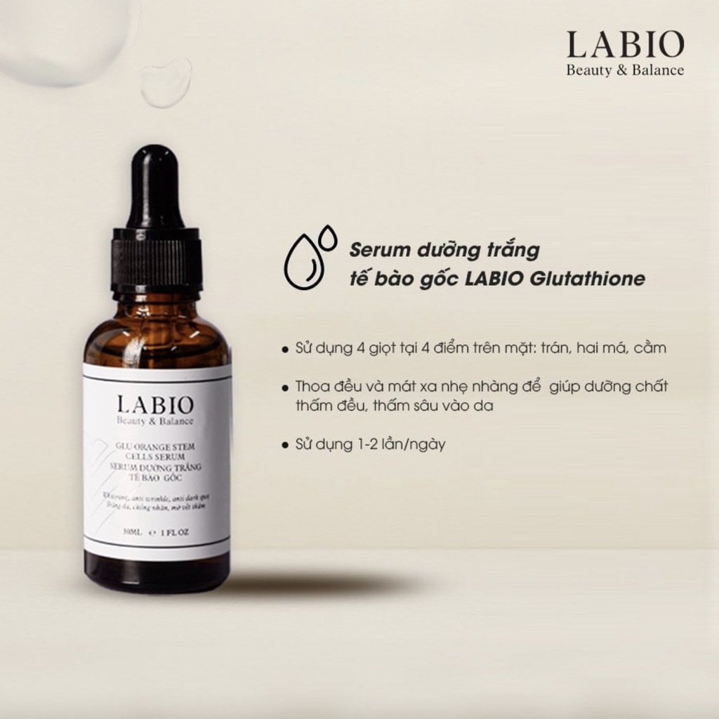 Serum Tế Bào Gốc Labio - Glu Orange Stem Cells Serum 30ml - Dưỡng Trắng, Mờ Thâm, Nám