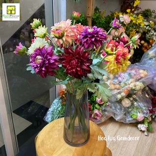 Hoa lụa thược dược giả (hàng loại 1) hoa thược dược cao su hoa lụa đẹp cao cấp