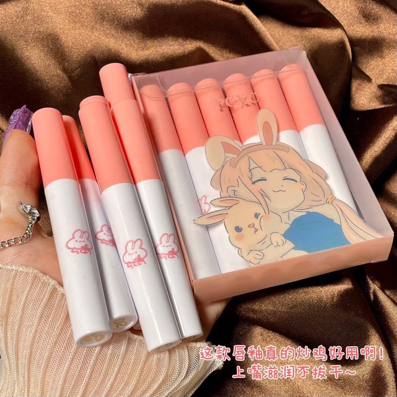 SET SON KEM LÌ THỎ HỒNG CUTE 6 CÂY
