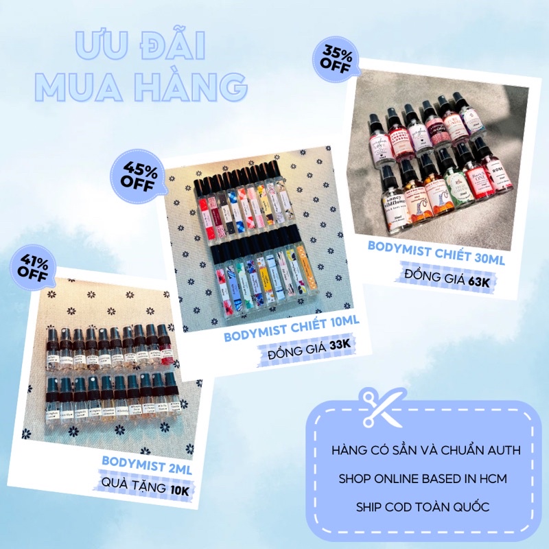 [Quà Tặng] [Auth Chiết 2ml - Nhiều Mùi] Body Mist xịt thơm toàn thân Bath & Body Works BBW khử mùi nước hoa nữ | BigBuy360 - bigbuy360.vn