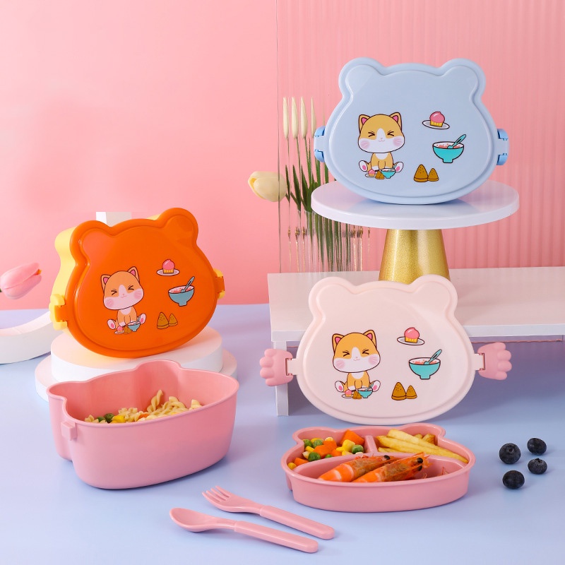 Hộp cơm Hai Tầng Họa Tiết Hoạt Hình Dễ Thương Dùng Được Trong Lò Vi Sóng