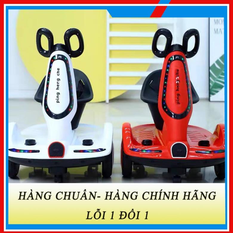 Xe máy điện cho bé, Xe ô tô điện trẻ em cân bằng xoay 360 độ có nhạc đèn