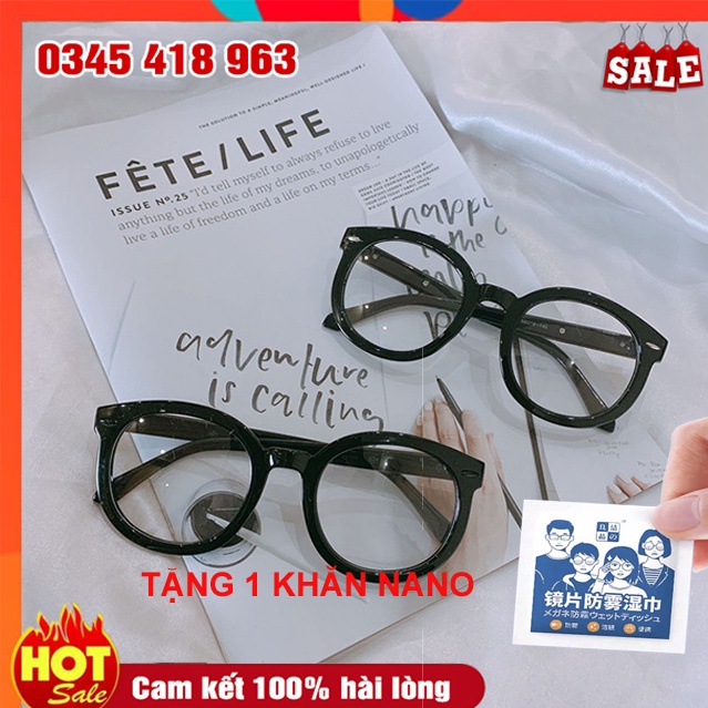 Mắt Kính Thời Trang Gọng Tròn Kiểu Dáng Đen Basic Chống Ánh Sáng Xanh, Chống Bức Xạ Hợp Thời Trang