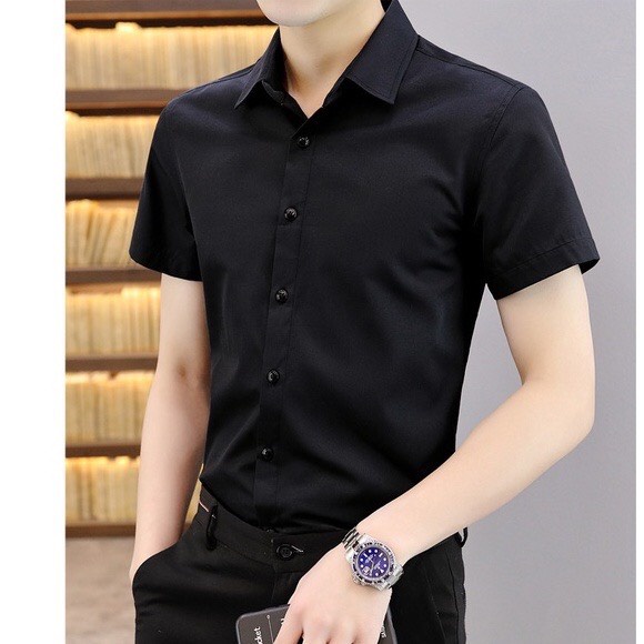 Sơ mi ngắn tay Hàn Quốc màu trắng vải chống nhăn loại đẹp - Xuongmayfatuno555