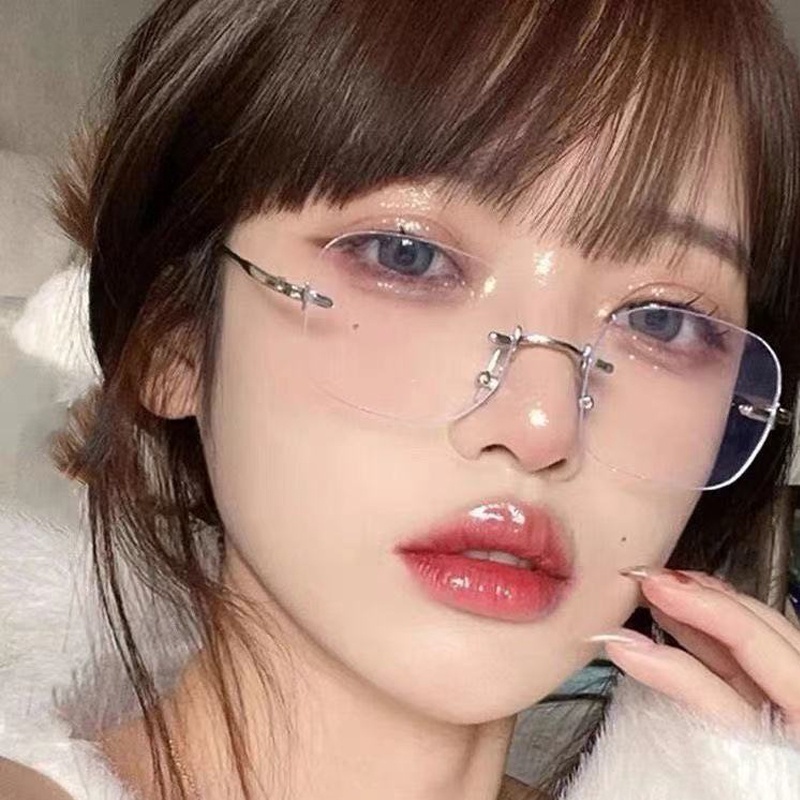 Mắt Kính Không Gọng Trong Suốt Chống Bức Xạ Thời Trang Cho Nữ