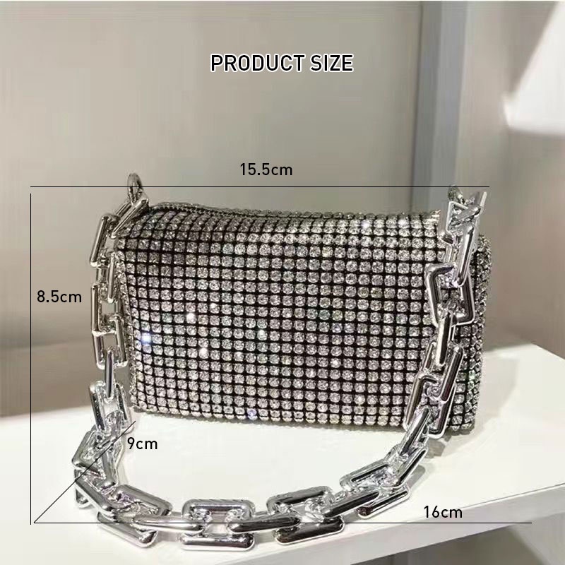 Mischa Túi Xách Đeo Chéo Một Bên Vai Đính Đá Kim Cương Toàn Diện Thời Trang Dễ Phối Đồ