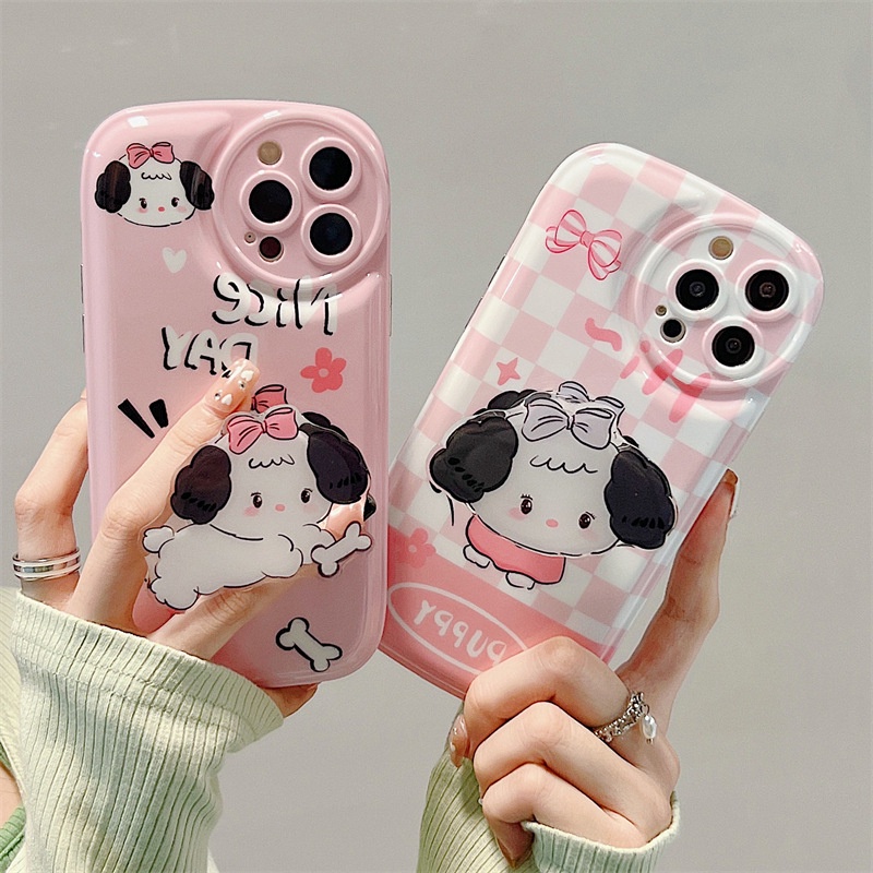 Ốp lưng iphone cam tròn Nice day chú chó hồng dễ thương, miễn phí đổi trả 4 lần/1 năm