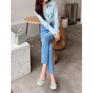 Giày búp bê mũi vuông đế bệt da mềm mã S88