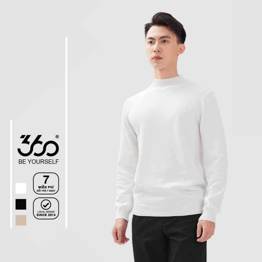 Áo len nam cổ 3 phân thương hiệu 360 Boutique trơn màu dễ phối đồ chất liệu dày dặn- ALEOL341