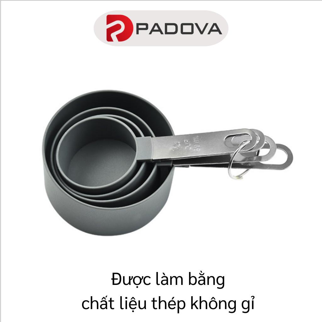 Bộ 4 Muỗng Trà, Thìa Đong Định Lượng Gia Vị, Bột Làm Bánh Tay Cầm Thép PADOVA 9738