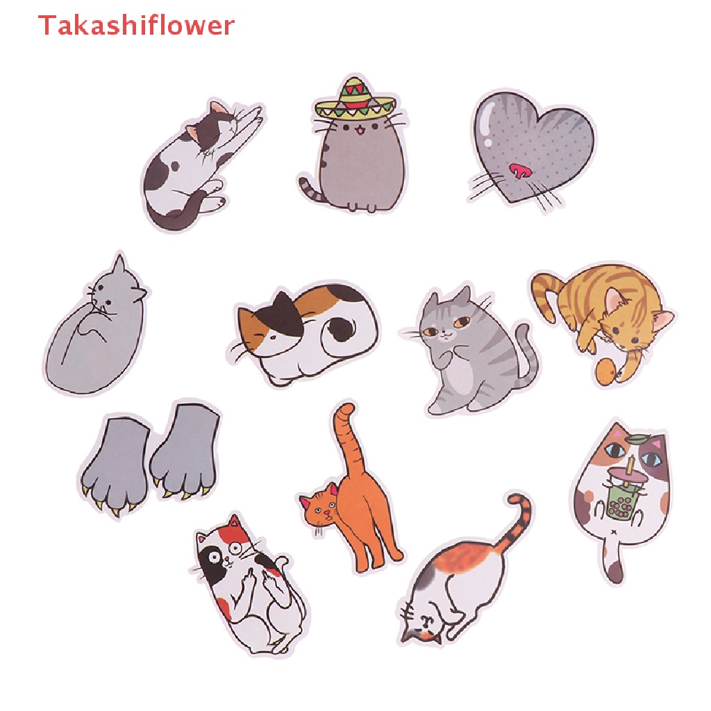 Set 50 Miếng Dán Trang Trí Laptop / Điện Thoại / Ván Trượt / Xe Hơi Hình Mèo Dễ Thương