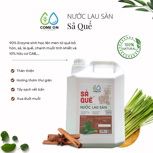 Nước lau nhà đuổi muỗi thảo dược Come On 5000ml, nước lau sàn chiết xuất hoàn toàn tự nhiên, tẩy sạch vết bẩn, an toàn