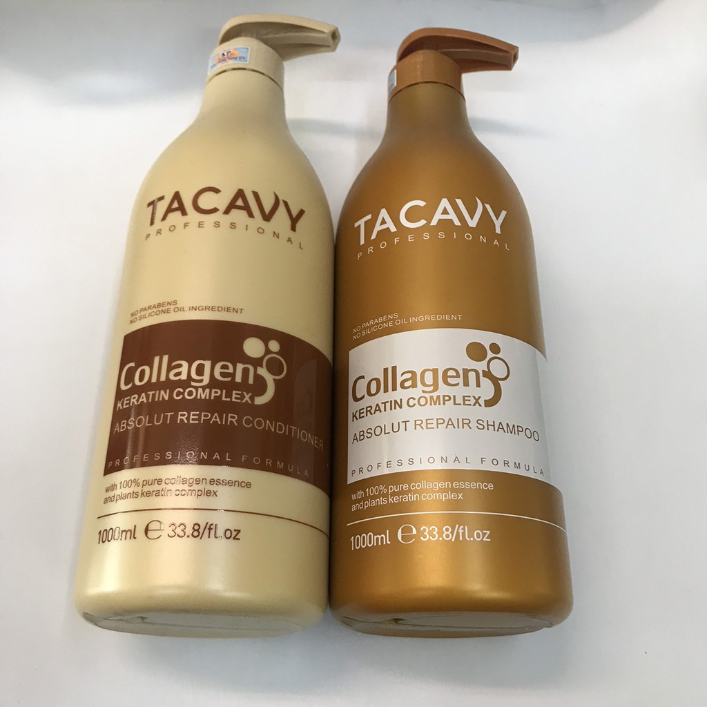 Cặp dầu gội xả TACAVY Collagen 1000ML | PHỤC HỒI TÓC HƯ TỔN, KHÔ XƠ GÃY RỤNG HÀNG CHÍNH HÃNG