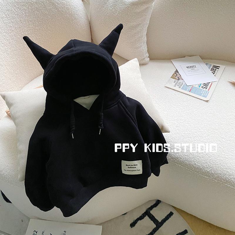 Hàng Có Sẵn Áo Sweatshirt Có Mũ Lót Lông Cừu Dày Phong Cách Mới Dành Cho Bé Trai Mặc Vào Mùa Đông