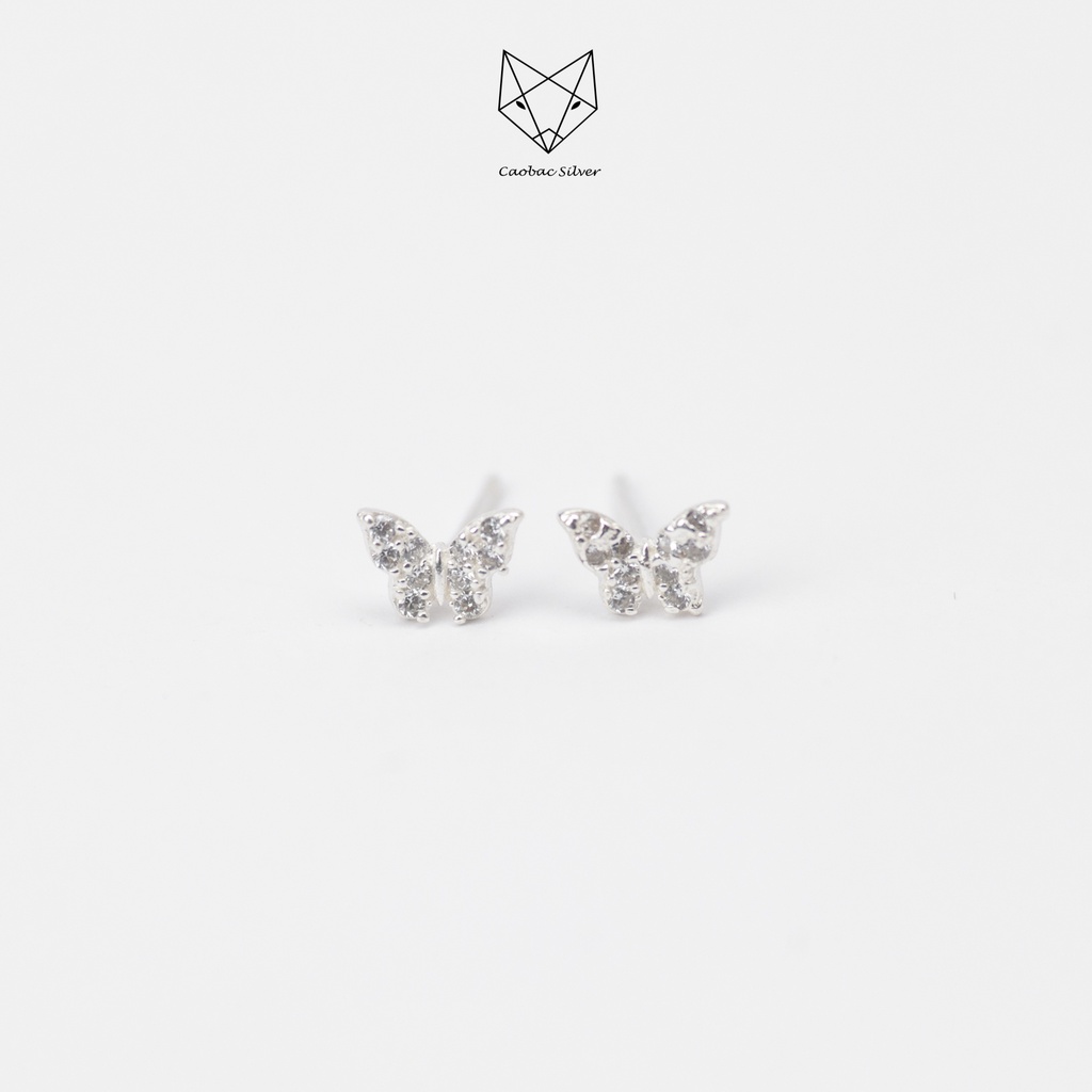 Khuyên Tai Bạc Ta CaoBac Jewellery Thiết Kế Hoạ Tiết Hình Buom Đính Đá Lấp Lánh, Tinh Tế Món Quà Cho Bạn Gái