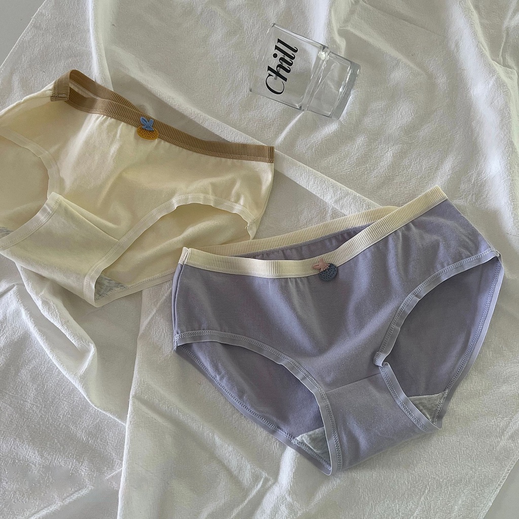 Quần lót AOWEINISI cotton màu trơn họa tiết trái cây hoạt hình thoải mái đáng yêu dành cho nữ