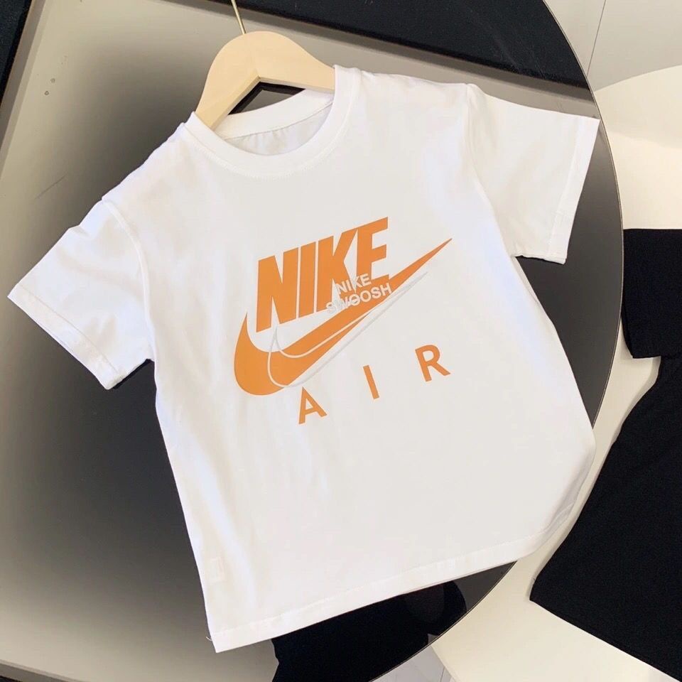 Áo Thun Cotton Tay Ngắn In Logo Nike Cỡ Lớn Thoải Mái Thời Trang Mùa Hè Cho Bé Trai Và Gái