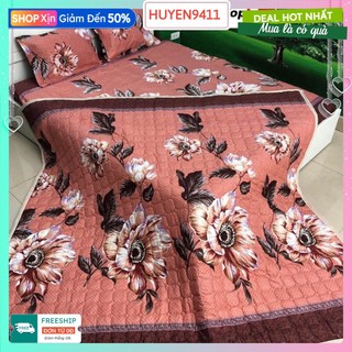 Set ga gối 3 món giá rẻ mẫu hoa trà nâu
