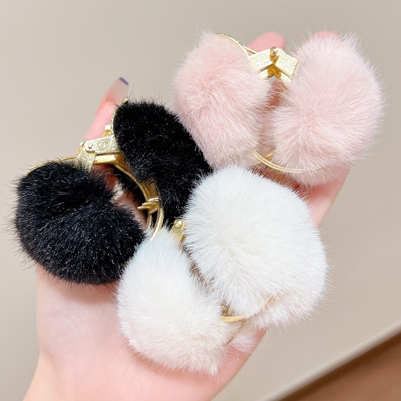 Kẹp Tóc Đuôi Ngựa Bằng Lông Nhung Dễ Thương Xinh Xắn Phong Cách Hàn Quốc Cho Bé Gái