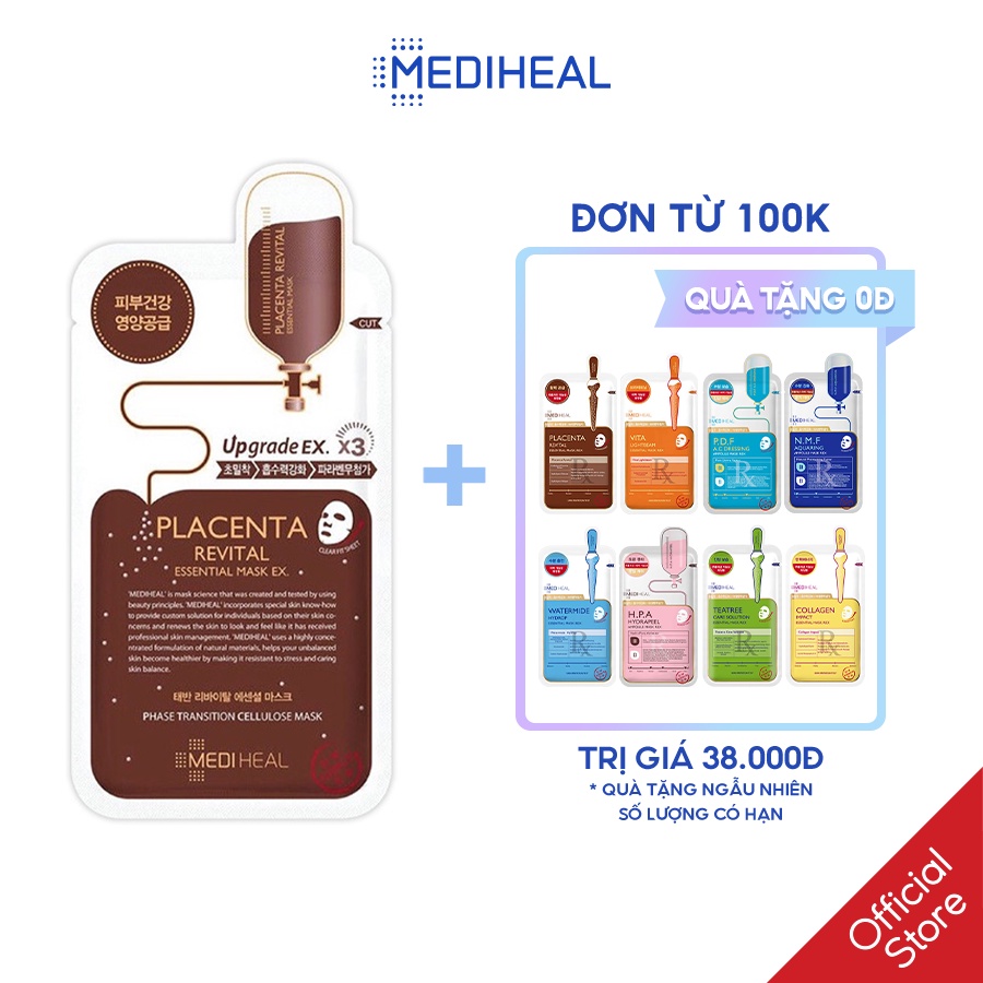 Mặt Nạ Nhau Thai Cừu Phục Hồi Da Mediheal Placenta Revital Essential Mask Ex 24ml [K2]