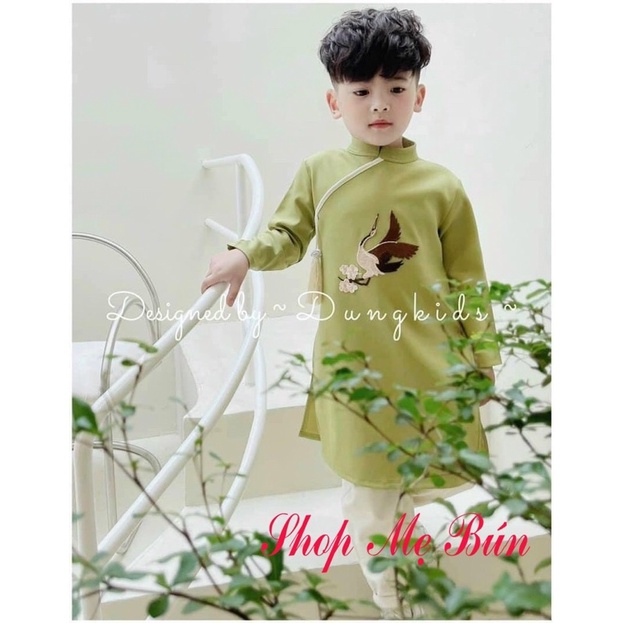 Áo dài bé trai chất nhung tăm 9-20kg