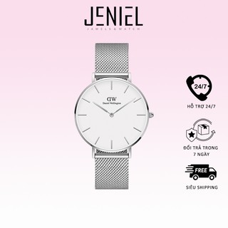 Đồng hồ Nữ Daniel Wellington dây lưới Petite Sterling mặt trắng vỏ bạc