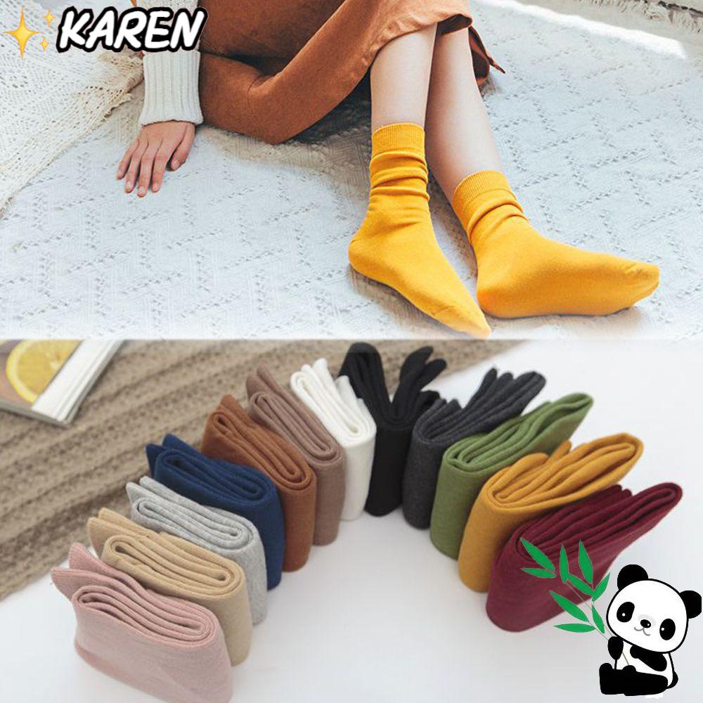 Vớ Cotton Dày Cổ Cao Màu Sắc Ngọt Ngào Thời Trang Cho Nữ