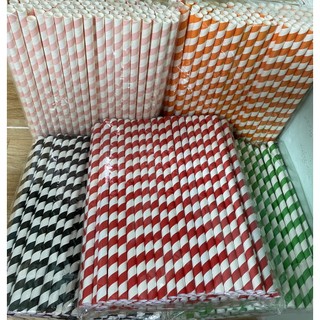 Ống hút giấy phi 8 dài 21cm  nhiều màu (500 ống /1 túi)