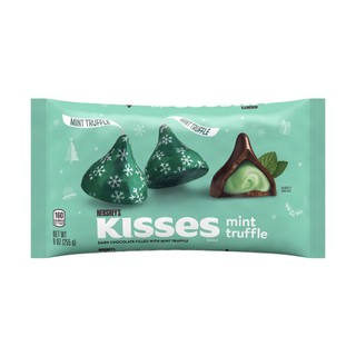  TÚI 255g SOCOLA ĐEN ĐẮNG - KEM BẠC HÀ Hershey's Kisses - Dark Chocolate Filled with Mint Truffle Mẫu Christmas  9 oz  