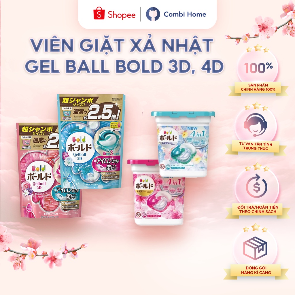 Viên giặt Gel Bold Nhật Bản 3D và 4D