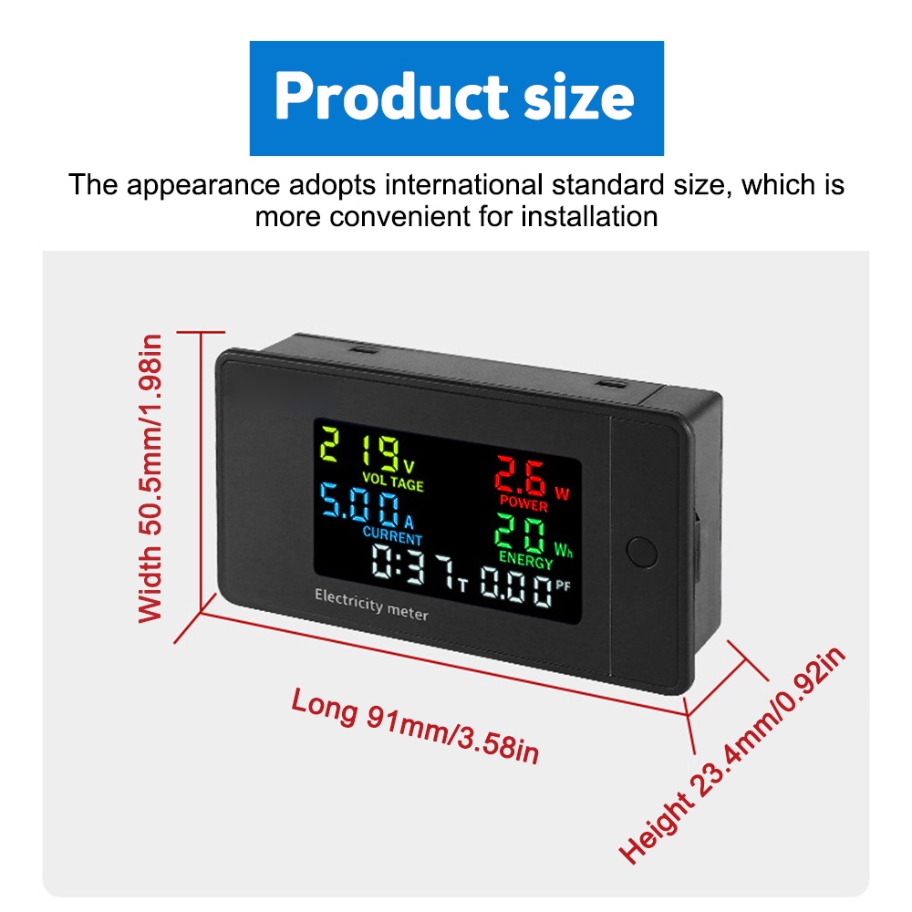 Vôn Kế Đa Năng Màn Hình LCD Pcbfun AC100-265 20A 100A