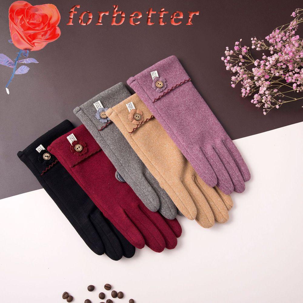 Găng tay mềm mại dày trang trí hình hoa màu tùy chọn dễ thương thanh lịch phong cách Hàn Quốc giữ ấm mùa đông cho nữ