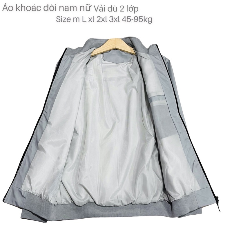 Áo khoác đôi nam nữ vải dù 2 lớp có túi trong bigsize (50-95kg)