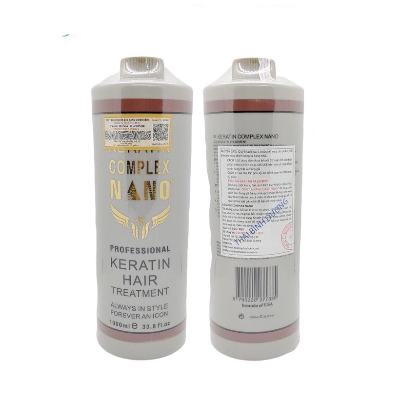 Phục Hồi Hấp Tóc Keratin NaNo Complex Chuẩn Thơm Cafe 1000ml Phục Hồi Tóc Nát Trẻ Ngọn Hư Tổn Nặng