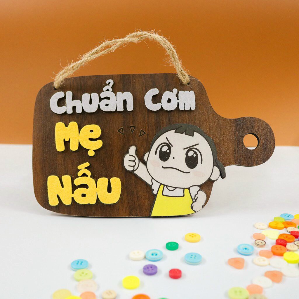 Bảng biển gỗ decor CHUẨN CƠM MẸ NẤU-MỘC DECOR trang trí gia đình, nhà cửa, treo tường, treo cửa GD27