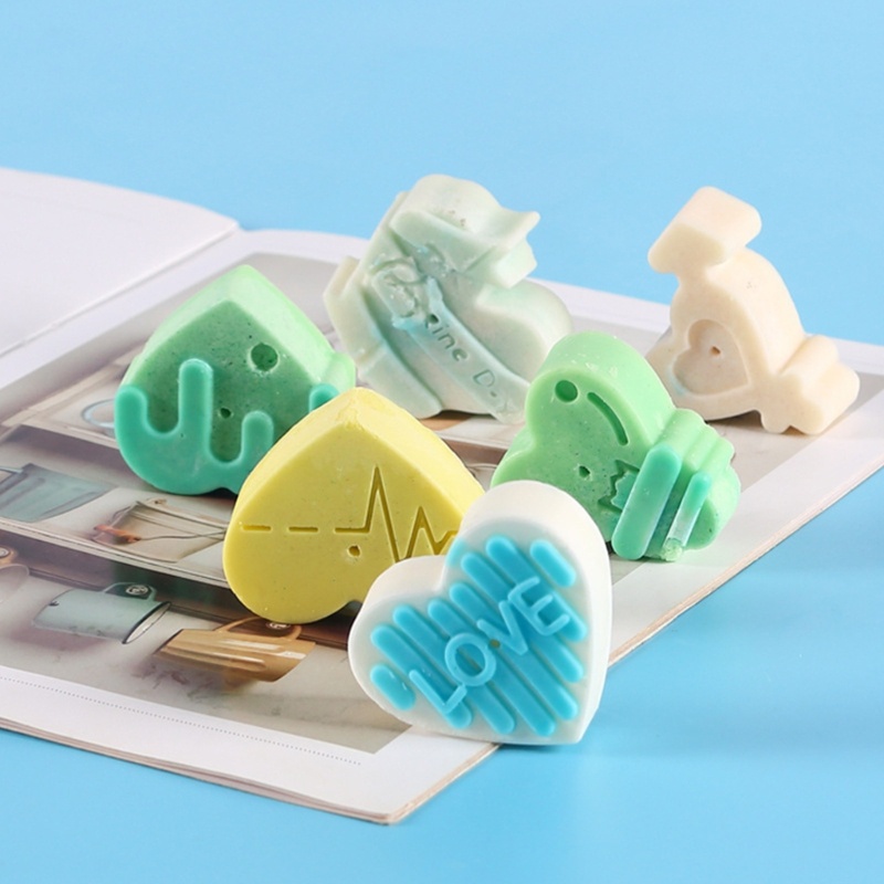 Khuôn Làm Nến / Xà Phòng 6 Ngăn Hình Trái Tim Bằng Silicone DIY