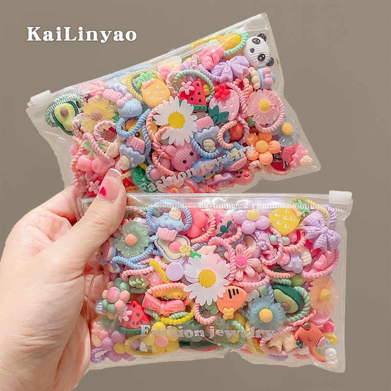 Set 10 / 20 Dây Buộc Tóc Cao Su Không Đau Dễ Thương Cho Bé