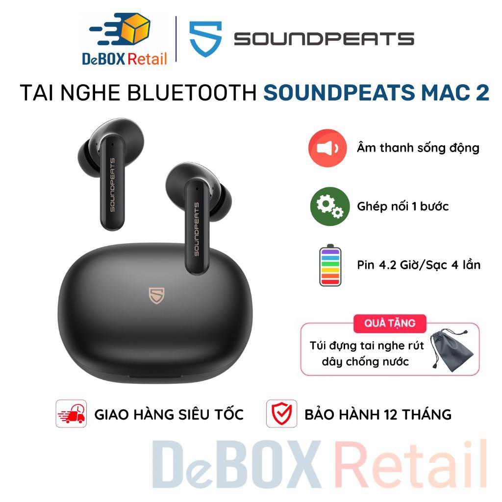 Tai Nghe True Wireless Earbuds SoundPEATS Mac 2, Driver Dynamic 12.4mm, Game Mode, 4 Micro chống ồn - Hàng Chính hãng