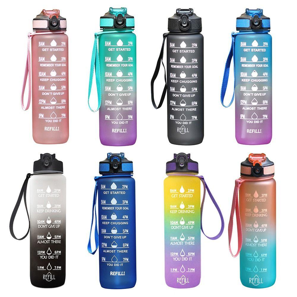 KUNHEV Bình Nước 1000ML Nhỏ Gọn Màu Sắc Gradient Chống Rò Rỉ Tiện Dụng