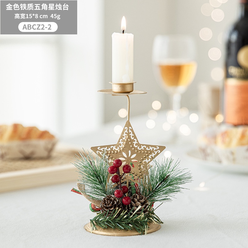 Chân nến sắt vàng trang trí giáng sinh