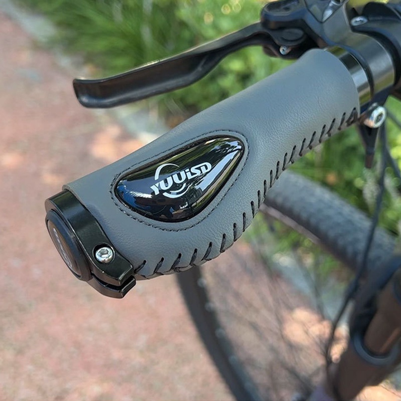 Tay Nắm Xe Đạp Leo Núi Bằng Da Bò + Silicon Dẻo Dài / Dài Tiện Dụng