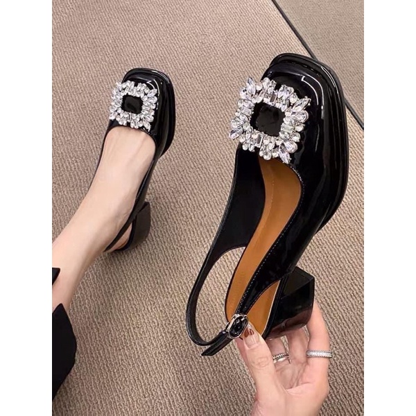 Hàng order - Giày sandal đế dày mũi đính đá đế 5p