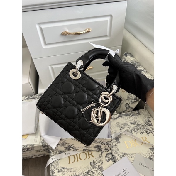 Túi xách la-dy da lì khoá bạc mini