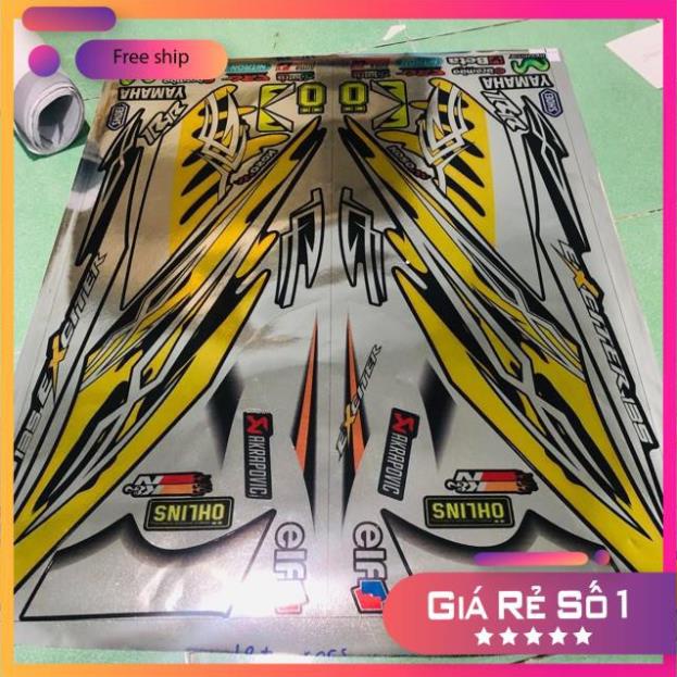 FREE SHIP + QUÀ TẶNG Tem rời Exciter 2010  lửa vàng đen  chất liệu Crom