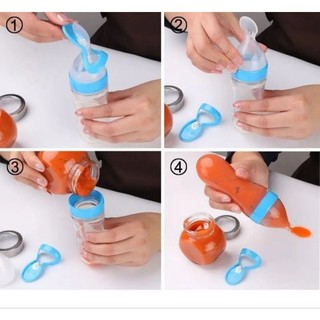 Bình thìa ăn dặm silicon 90ml siêu mềm cho bé