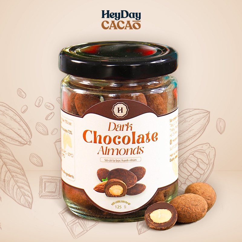 Sô cô la bọc hạnh nhân Heyday - Vị chocolate thơm nồng cùng hạnh nhân giòn thơm - Hủ 125g - Heyday Cacao