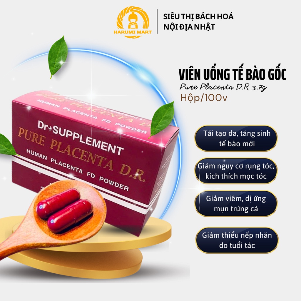 Viên Uống Tế Bào Gốc Nhật Bản PURE PLACENTA D.R (Hộp 100 viênx3.7g)